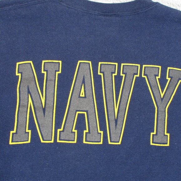 United States Navy Sweater Mens Small Blue Yellow Sweatshirt Made in USA - Picture 8 of 13